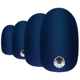 Bling Art False Nails Blue Matte Oval Medium Fake Acrylic 24 Tips with Glue