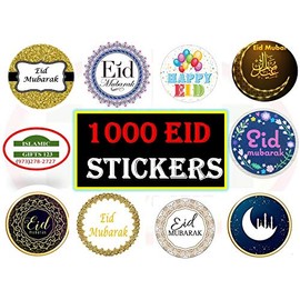 Happy Eid stickers set (1000)Eid Mubarak+Muslim Holiday 1 Inch stickers sheets عيد مبارك Eid Decor Wholesale Islamic Gifts Arab Fanoos ++ Lantern Novelty Ramadan Holy Kabba Quran Muslim Islamic Gifts 123+++