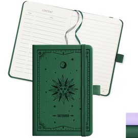 EMSHOI Notizbuch A6 Liniert, 100 g/m² Dickem Papier, 80 Blatt/160 Nummerierten Seiten, Hardcover Notizblock mit Innentasche, 14.5 × 9.5 cm, Dunkelgrün