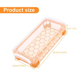 PHMING Pack of 4 Plastic Pen Organiser, Transparent Pen Box with Lid, Stackable Pen Box for Pencils, Ballpoint Pens, Colouring Pencils, Small Parts