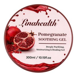 Linahealth | Gel Hidratante de Aloe Vera y Granada 300 ml, Calmante Multifuncional para Piel Sensible, Antioxidante, Humectante, Reparador y Suavizant