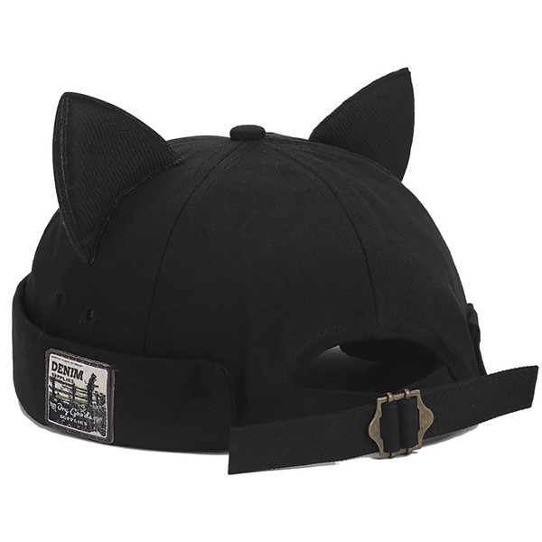 XYIYI Black Women Cat Ears Hat Cute Docker Cap Brimless