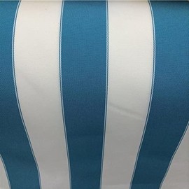 Fashion Fabrics LLC Aqua | White Striped Waterproof Outdoor Canvas Fabric- 60" - 600 Denier Fabric - by The Yard