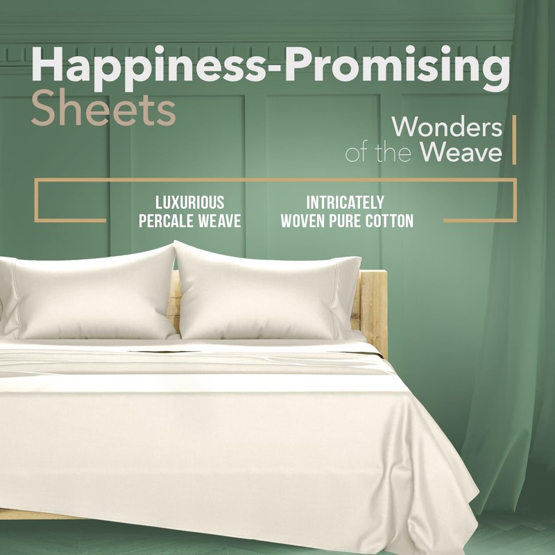 TEXAS LINEN CO. 100% Organic Cotton Percale Sheets - Twin