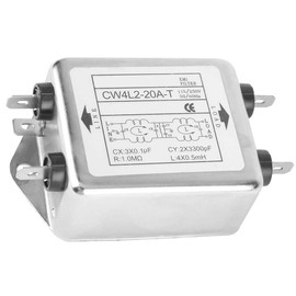 Tyenaza Mains Filter 230V, Power EMI Filter 20A, CW4L2-20A-T, Single-Phase Filter, Copper, Pin Terminal, 115V / 250V 20A 50/60Hz, Electromagnetic Interference Filter, Polyolefin, -40 to 85 C