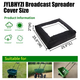 JYLBHYZI Broadcast Spreader Cover with Durable PVC Clear Window,420D Waterproof Fertilizer Spereader Cover fit Scotts DLX Spreaders for Lawns and Most Brands Lawn Spreader(Black,25.9X25.9 Inches)