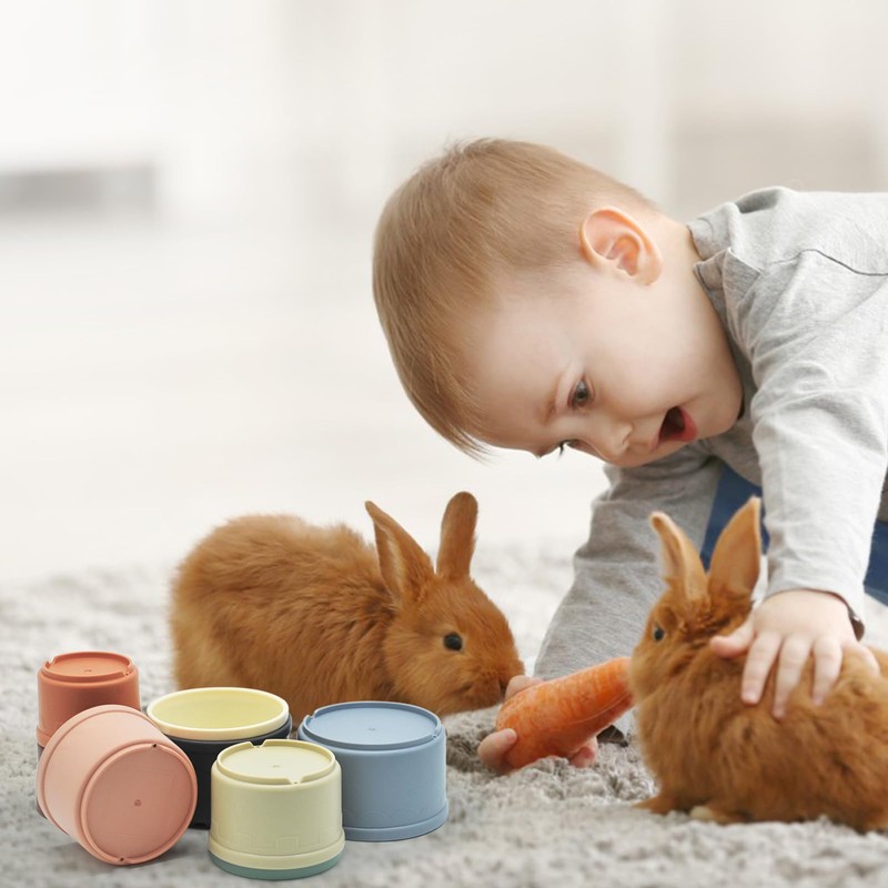 JINTANG 8 Pieces Stacking Cups for Rabbits, Bunny Nesting Toy,