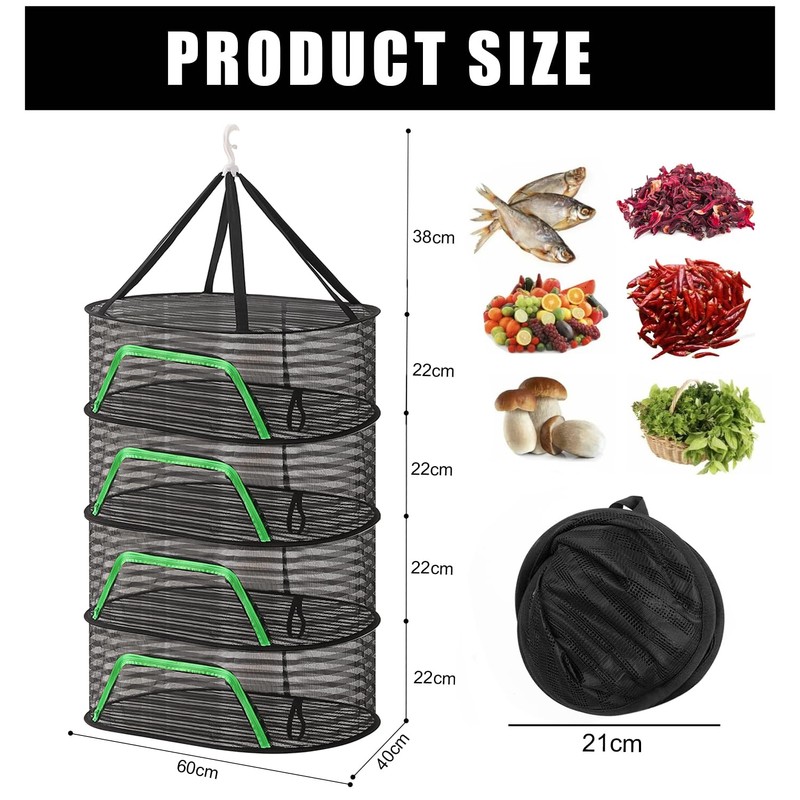 gexuamz Drying Net for Herbs, 4-Layer Herb Dryer Hanging with