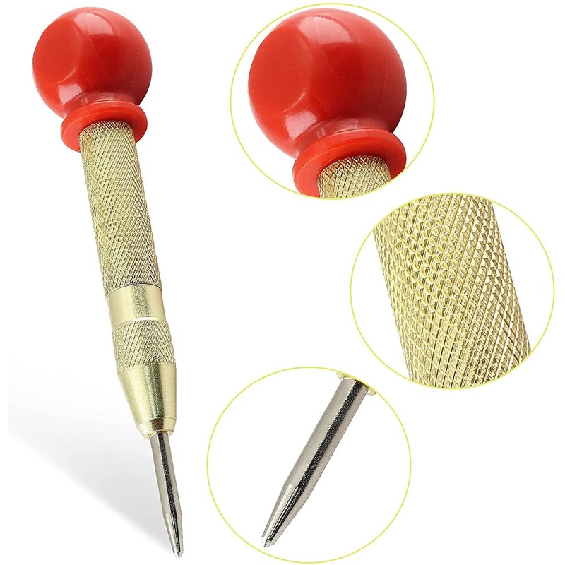 CENPEK 4Pcs Spring-Loaded Automatic Center Punch Tool, 5inch Brass Crushing