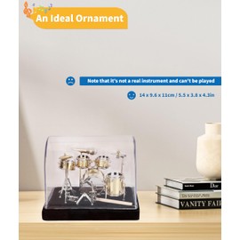 Gugxiom Mini Drum Kit with Display Box and Base, Metal Mini Drum Kit, Miniature Musical Instrument Drum Kit, Mini Drums for Gifts, Families, Friends