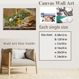 Vintage kitchen wall art modern farmhouse wall decor herbs and garlic oil painting canvas wall art prints country kitchen home decor for dining room living room apartment corridor Unframed18x12inch