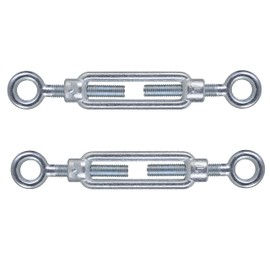 M10 x 125mm Eye & Eye Steel Turnbuckles Wire Tensioner Strainer Closed Hook Threaded Hook (Pack of 2)
