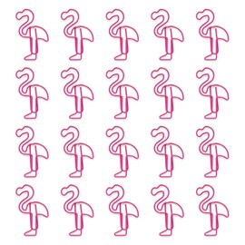 Straight Foot Flamingo Round 20pcs, Pink Flamingo Shaped Paper Clips – Cute Animal Shaped Paperclips Made from Metal and Plastic – Assorted Size for School, Office, and Crafting