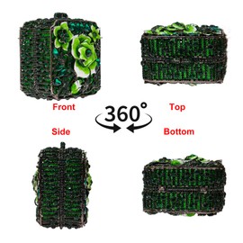 Elegant Rose Flower Clutch Bag Women Crystal Evening Bag Floral Rhinestone Handbag Bling Party Wedding Purse, Green