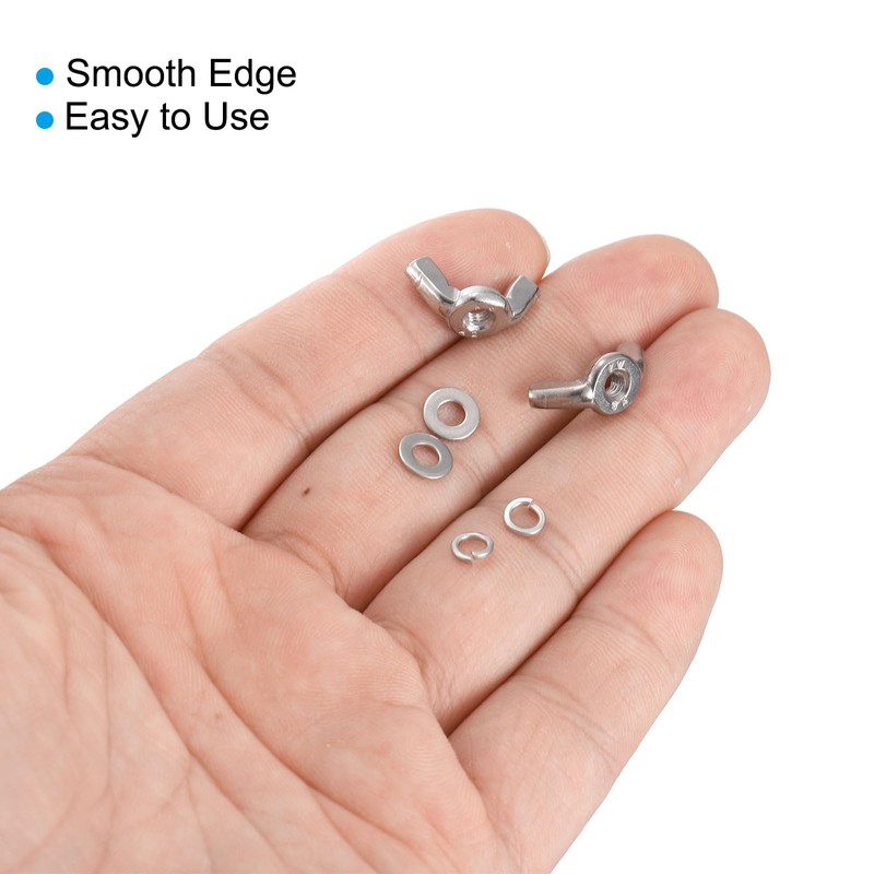 sourcing map 10 Set Wing Nut and Flat Washers Spring