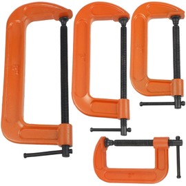 WILLBOND 4 Pcs C Clamps Set 3'' 4'' 6'' 8'' Small Steel Versatile Heavy Duty Welding Clamps Set Jaw Opening Sliding T Bar Handle for DIY Carpentry Caliper Woodworking Welding Building(Orange)