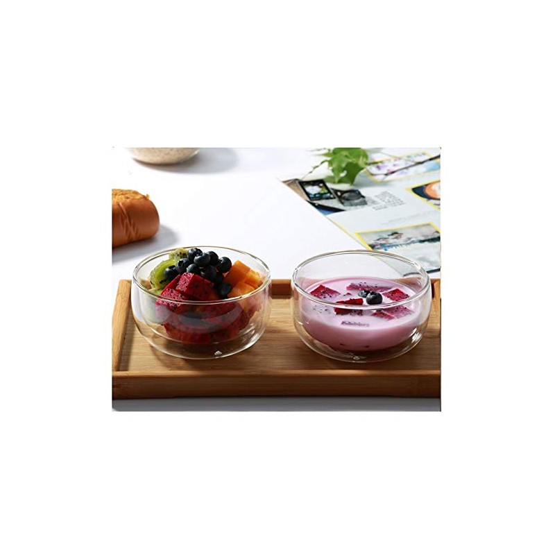 GracesDawn high temperature resistant double layer glass bowl borosilicate heat-resistant