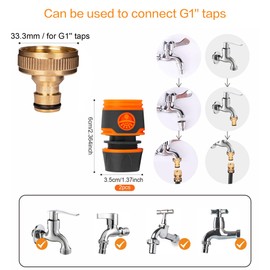 Brass Outside Tap Hose Connector G 1 inch (33.3mm) Outdoor Garden Hose Tap Connector, Brass Female Threaded Tap Connectors for Hose Pipe to Tap Adapter Hosepipe Connectors and Fittings