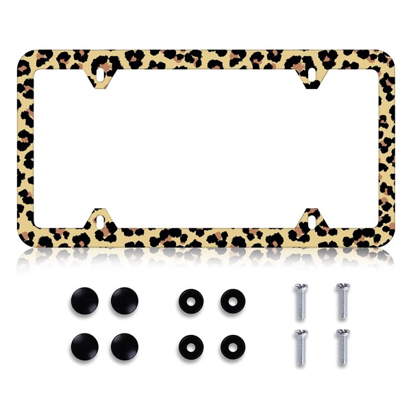 Leopard License Plate Frame - Cheetah Leopard Brown License Plate