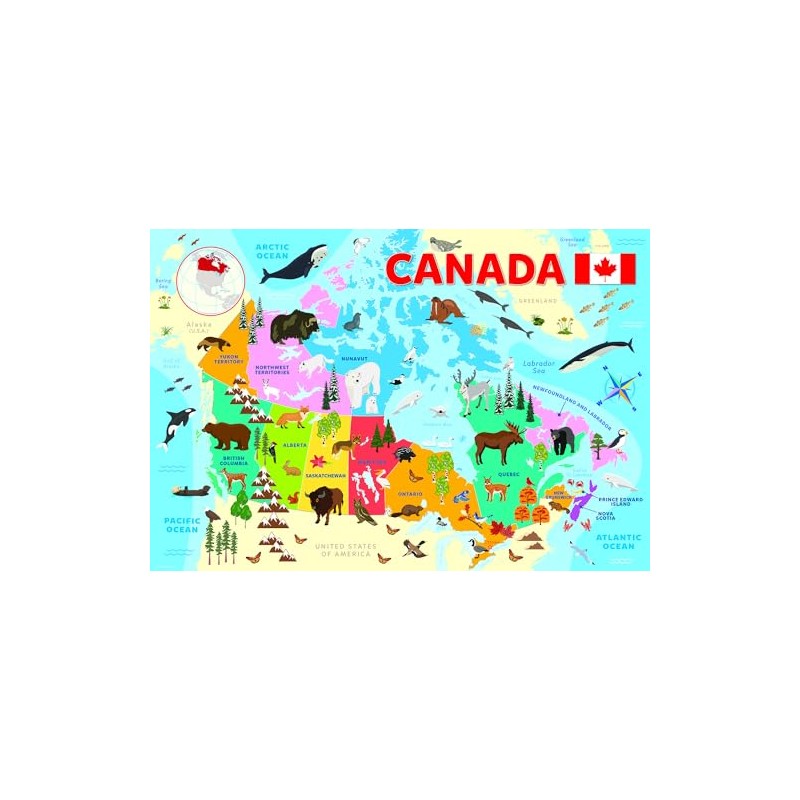Illustrated Map of Canada 100 pc
