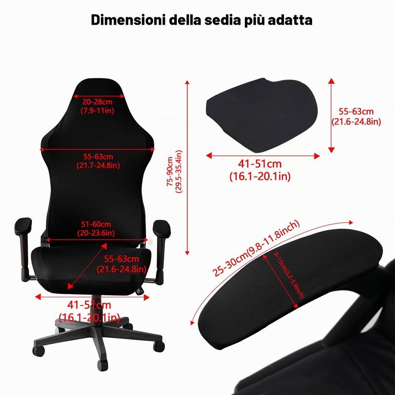 KOSLEOW 4 Pezzi Copertura per Sedia da Gaming, Copri Sedia