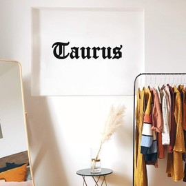 Vinyl Wall Art Decal - Taurus - 9" x 35" - Zodiac Signs Gothic Modern Inspirational Astrology Quote Sticker for Bedroom Living Room Closet Home Office Dorm Room Decor (Black, Taurus)