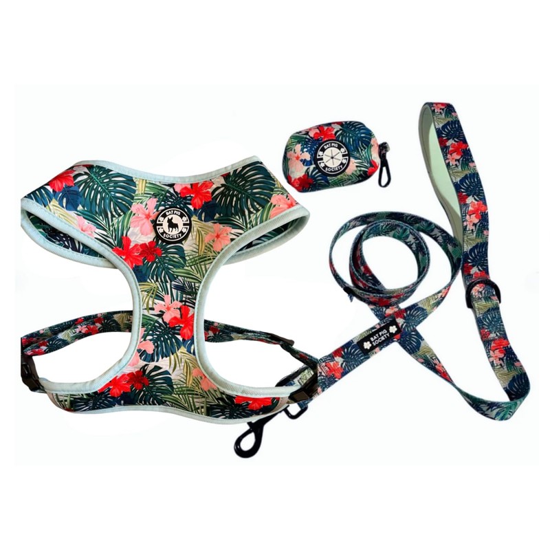 Hawaiian Print Harness & Leash Set (M)
