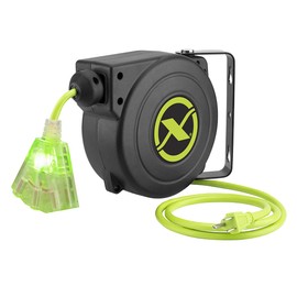 Flexzilla Retractable Extension 16/3 AWG 25' Electric Cord Reel, ZillaGreen, FZ8160253