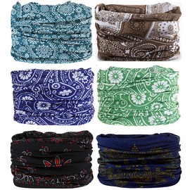 KINREE 6PCS Outdoor Magic Scarf, Elastic Headbands, Headscarves, Headwear, Mask (Elegant Paisley)