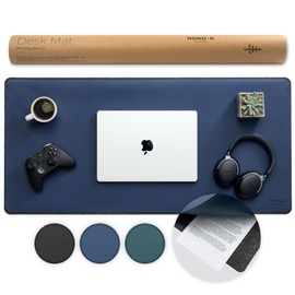 Nordik Felt and Leather Desk Mat Non-Slip - Blue - 35 X 17 Inch - Felt and Vegan Leather Desk Pad - Document Organizers - Desk Blotter and Desktop Mat - Desk Protector Laptop Desk Matt for Desktop