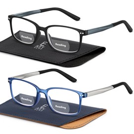 EASY READ EASY READ 2 Pairs TR90 Bifocal Reading Glasses for Men,Rectangular Sport Blue Light Blocking Readers with Spring Hinge(Magnification 2.50, Black/Blue)