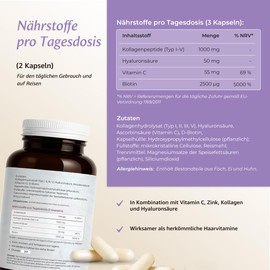 MySilkRoadNature CollaCore Collagen Capsules Type I, II, III & V Peptides with Biotin & Hyaluronic Acid for Shiny Hair Growth Booster & Nail Care 180 Capsules