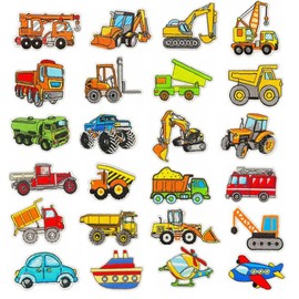 Yueser Iron-On Patches for Children, Pack of 24 Patches for Ironing Set, Iron-On Patches, Children's Iron-On Patches, Children's Cars Iron-On Patches Children for Clothes, Jackets, Backpacks, Denim