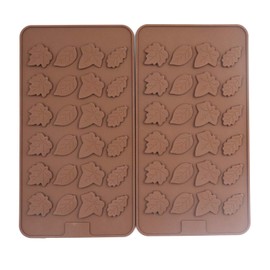 Sowaka 2 Pcs Leaf Shape Chocolate Mold 24 Cavity Brown Silicone Soft Mold for leave Baking Candy Soap Muffin