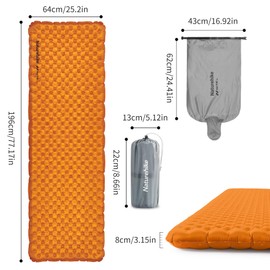 Naturehike Thermal 5.8 R Value Camping Sleeping Mat 4 Seasons Ultralight Self-Inflating Sleeping Mat Air Mattress Durable with Inflatable Bag