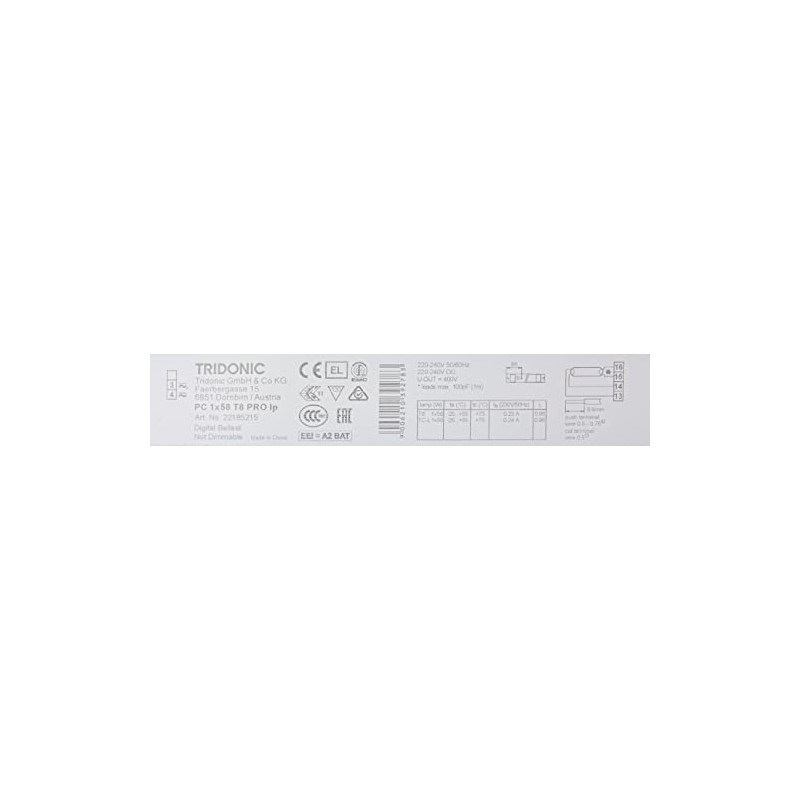 Tridonic PC158T8PRO IP 1 X 58W HF Ballast