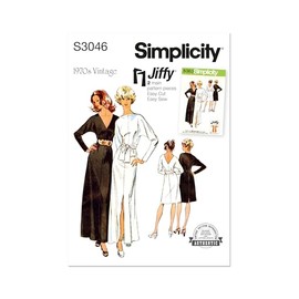 Simplicity SS3046Y5 Misses' Vintage 1970's Jiffy Knit Dress with Sash Sewing Pattern Packet, Design Code S3046, Sizes 18-20-22-24-26, Multicolor