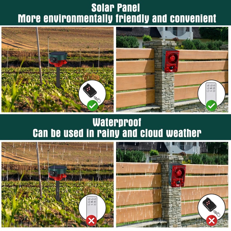 Qualirey 4 Pack Solar Outdoor Motion Sensor Alarm in 2