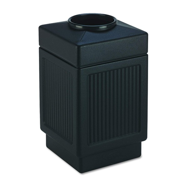 Safco Products Canmeleon Outdoor/Indoor Recessed Panel Trash Can 9475BL, Black, Decorative Fluted Panels, 38-Gallon Capacity