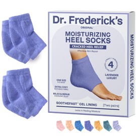 Dr. Frederick's Original Moisturizing Fuzzy Heel Socks - 2 Pairs - Cozy Gel-Lined Sleep Socks for Women & Men - Soothing Dry, Cracked Feet - Cracked Heel Repair - Heal Dry Heels - Lavender Luxury