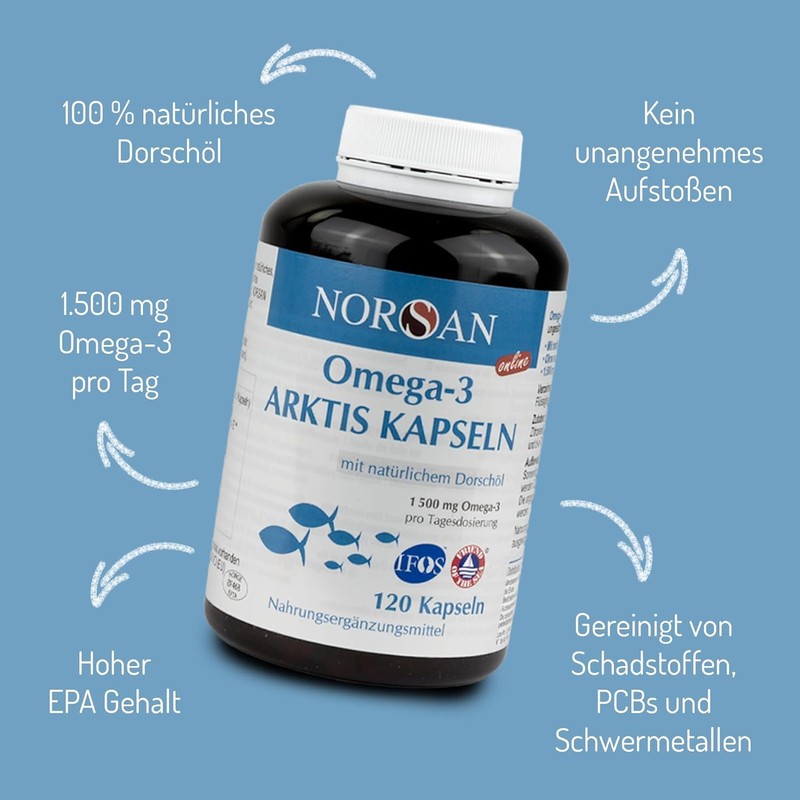 - NORSAN Premium Omega 3 Cod Oil Capsules High Dose