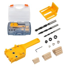 Hoteche Dowel Jig Kit – Precision Woodworking Tool with 1/4", 5/16", and 3/8" Drill Bits, Depth Stops & Keys, Dowel Center Points, and Wood Dowels – Complete Set for Accurate Dowel Joints and Joinery