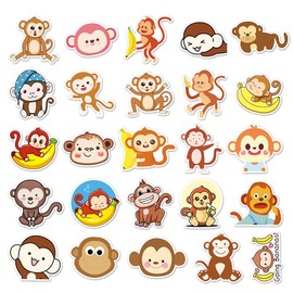 Monkey Vinyl Stickers for Teens Boy Girls Kids|50 Pcs|Cute Cartoon Waterproof Stickers for Laptop Phone Tablet Luggage Flasks Water Bottle Notebook Bike Scrapbook,Lovely Animals Decals Pack(Monkey)