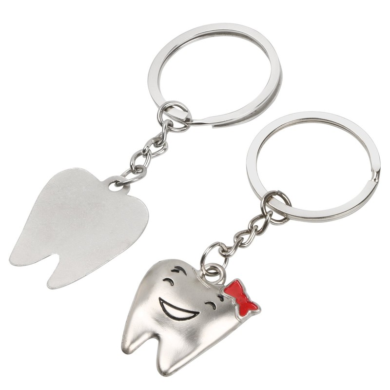 TRIXES Silver His and Hers Teeth Keyrings - Cute Couple