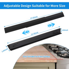 2 PCS Stainless steel Stove Gap Cover, Kitchen Counter Filler Strip,Easy Retractable Length 13.8"-27.5"， Cooktop Trim Kit，Oven Gap Filler，Heat Resistant Guard Between (Black)