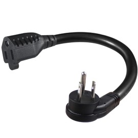 [5 Pack] Flat Plug Short Power Extension Cord - 6inch Black Low Profile Flat Head 3 Prong Grounded Indoor Extension Cord,16AWG 13amp Household Appliance Electrical Extension Cord with Flat Wall Plug