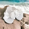 Silver Glitter Bride Bows on White Flat Wedding Flip Flops