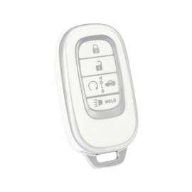 OFF WE GO for Honda Key Fob Cover, Soft TPU Full Protector Key Fob Case Shell for 2022 2023 Honda Accord HR-V CR-V Pilot Civic Remote Key, Silver White