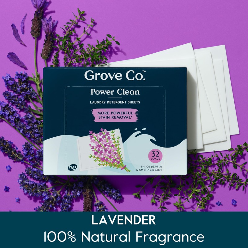 Grove Co. Laundry Detergent Sheets, Power Clean Dissolving Washer Sheets