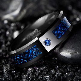 NUNCAD Men's Rings for Wedding Engagement Promise Black Celtic Dragon Inlay Unisex Tungsten Carbide Rings Size Z 1/2
